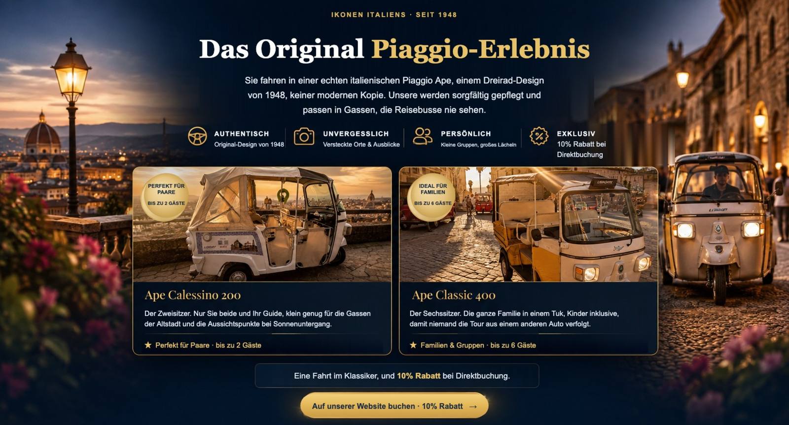 LISPORT-Flotte, Tuk-Tuks Piaggio Ape Calessino 200 und Ape Classic 400